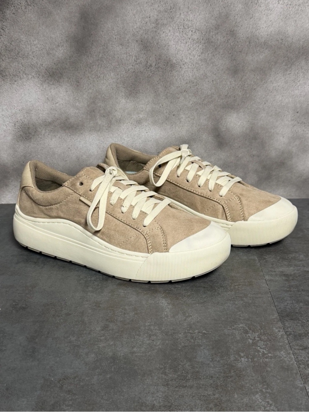 Dr. Scholl's Time Off Platform Women's Beige Fabric Sneakers Size 8.5M
